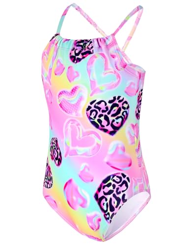 Image of TENVDA Girls Swimsuit Summer Beach Sport Halter Bathing Suits One Piece Swimwear for 2-12 Years Old Kids