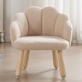 DAYAOUTDOOR Toddler Chairs, Kids Armchairs with Solid Wooden Frame, Toddler Armchair Comfy, Upholstered Kids Chair with Flower Back, Cute Kid Armchairs, Toddler Chair for Reading, Study or Play, Khaki