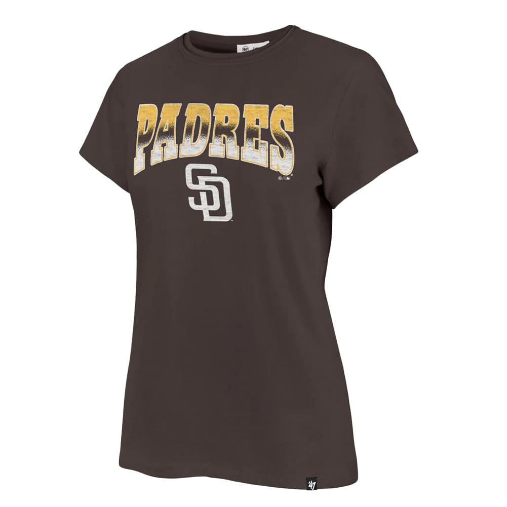 47 Brand MLB Women's Team Color Undertone Franklin Arched Wordmark Primary Logo Short Sleeve Baseball Fashion T-Shirt