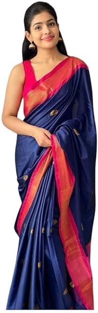 Women's Kanjivaram Soft Lichi Silk Saree With Blouse Piece
