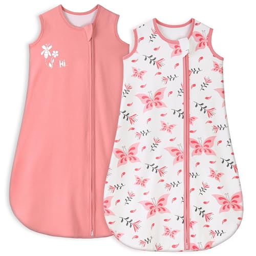 Image of Yoofoss Baby Sleep Sack 6-12 Months TOG 1.0 Baby Wearable Blanket, 2 Pack 100% Cotton Infant Toddler Sleeping Sack 2-Way Zipper Lightweight Sleep Sack