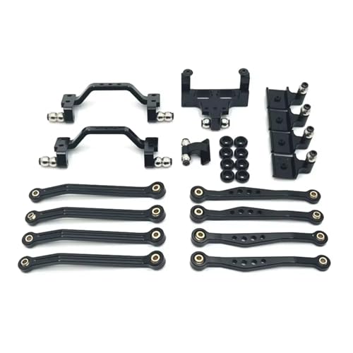 RC Car Accessories for Wpl C64 C64-1 1/16 Metal for Chassis Link Rod Pull Rod Mount Shock Mount Servo Bracket Set RC Car Upgrade Parts Accessories Replacement Use(Black)