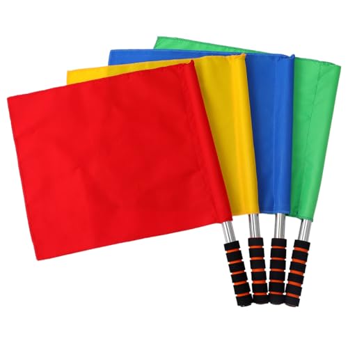 ORFOFE 4 pièces Drapeaux de Signalisation pour Arbitres Drapeaux de Main avec Poignée Antidérapant pour Compétitions Sportives Signalisation de Course et...