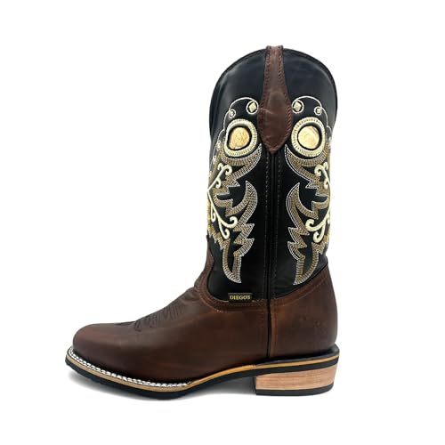 Western Shops Mens Genuine Leather Cowboy Square Toe Western Rodeo Boots2