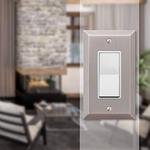 Image of Amerelle Century Single Rocker Steel Wallplate in Brushed Nickel
