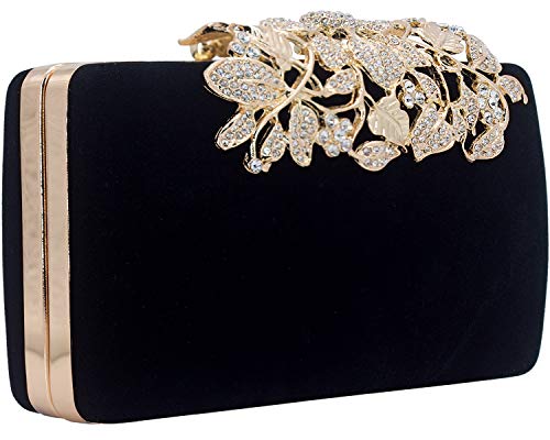 Dexmay Rhinestone Clutch Bag with Crystal Floral Clasp Women Evening Handbag Formal Party Purse - Image 4