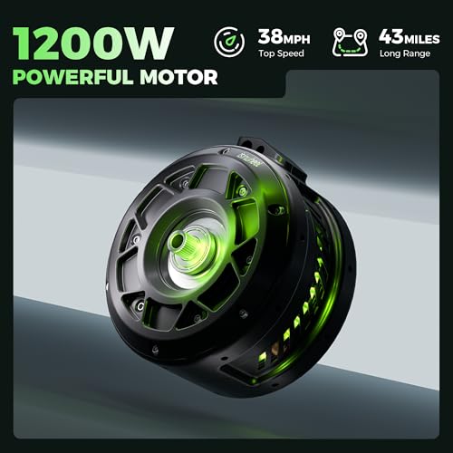 isinwheel H7Pro Electric Scooter Adults, 38 MPH Top Speed & 43 Miles Range, 16'' Fat Tire Scooter for Adult with Turn Signals & Mood Lights, Smart APP, 1200W Powerful Motor Electric Scooter with Seat