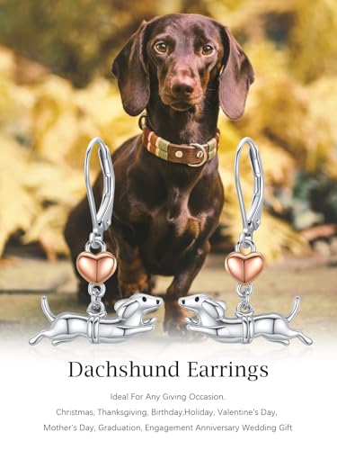 Dachshund Earrings 925 Sterling Silver Cute weiner Dog Dangle Drop Puppy Jewelry Gifts for Women4