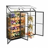 Gegaden Anlehngewächshaus Aluminium Beistell-Gewächshaus (Schwarz) –...