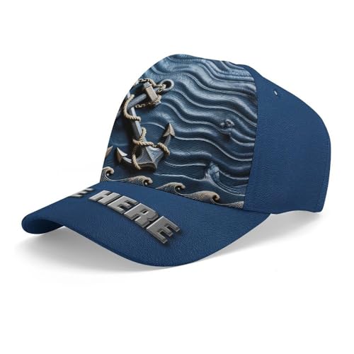 OOEREWGF Personnalisé Nautique Océan Bateau Capitaine Chapeau pour Les Hommes, Personnalisé Nom Marin Voile Boussole Capitaine Caps pour Le Propriétaire du Bateau – vue 2