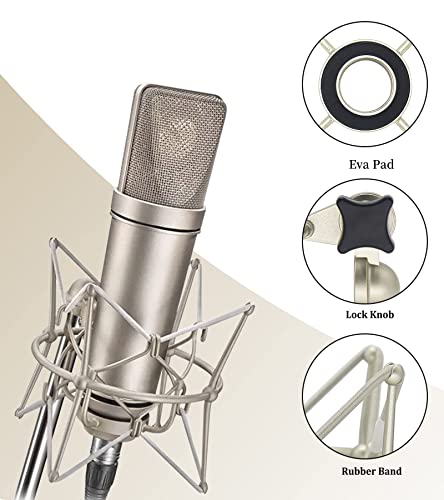 Image of U87 Ai Shock Mount - Microphone Mount Compatible for Neumann U87 Ai,U67 Set,U89 i and TLM 67 Condenser Mic by SUUNTOK,Silver