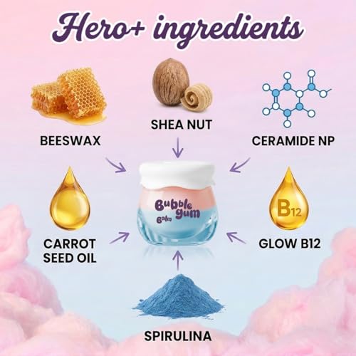 Image of HEY TEEN Bubble Gum Lip Balm Pack of 2 | for Pre-Teens & Teens | Ceramide NP, Carrot Seed Oil & Vitamin B12 | Botanical UV | Deep Moisture | Natural Glossy Finish | Dermatologist Recommended | 8 gm Each