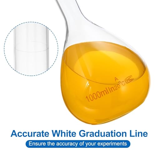 Fiole jaugée 1000ml verre borosilicate graduation précise labo - 3