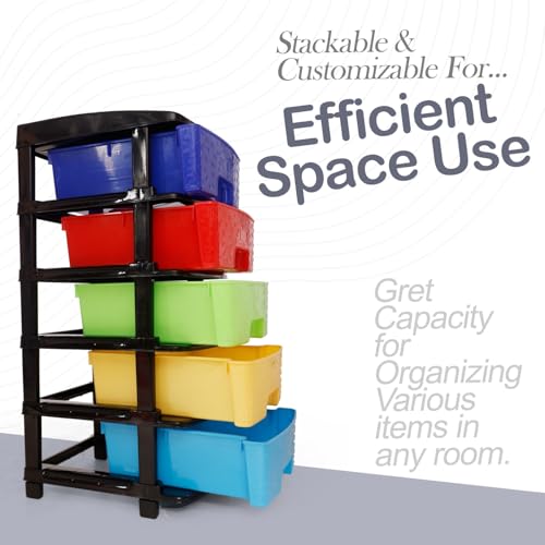 Image of Plastic Modular Drawer Storage Chest Of Drawers Organizer Storage Box, Large Stomo Racks For Multipurpose Anti-slip Shoes Organizers (Multi, 5 Layer)
