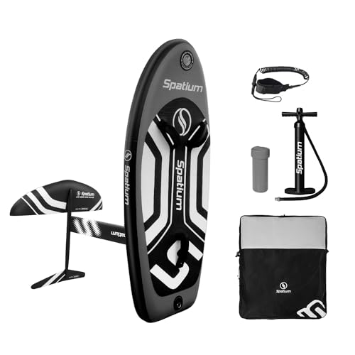 Spatium Hydrofoil Board for Surfing with Accessories Pump, Backpack, Safe Leash, Fix Kit Wing Foil Board Surf 135L Hydrofoil Surfboard Dark Gray