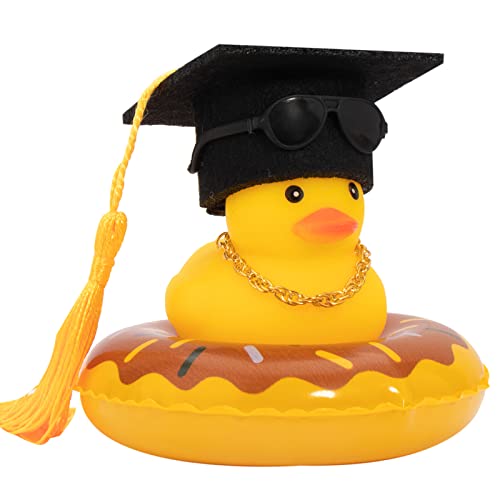 Image of wonuu Car Rubber Duck, Yellow Duck Decoration Dashboard with Sun Hat Swim Ring Necklace Sunglasses for Car Dashboard Decorations
