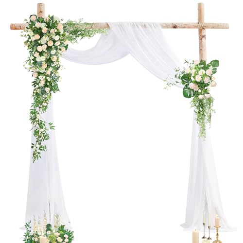 Querbehang Dekostoff - 160x600cm Transparenter Chiffon Stoff für Hochzeit, Voile Vorhang für Wohnzimmer, Bühnendekoration - Tüllstoff Meterware in elegantem Design