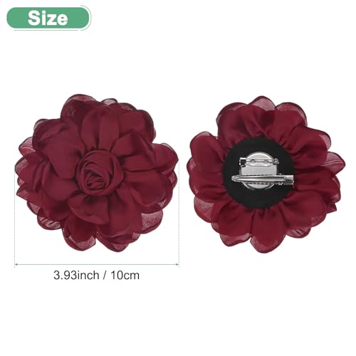 Image of M METERXITY Rose Flower Brooches and Pins for Women, Lapel Pins Dainty Satin Fabric Big Camellia Hair Flowers Clips for Wedding /Parties /Clothes /Jewelry