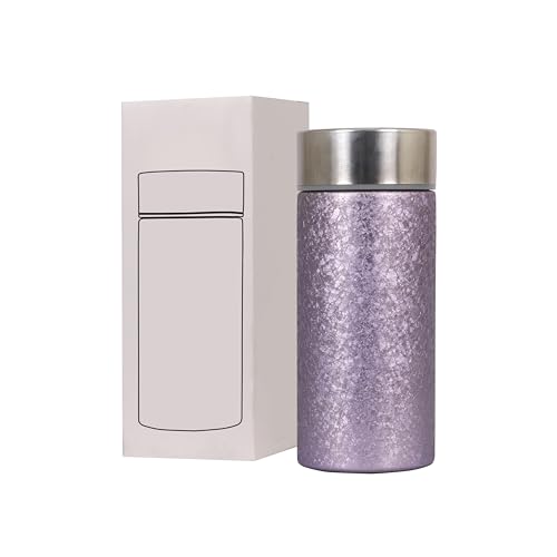 Image of Titanium Water Cup with Lid, Leakproof & Lightweight Portable Bottle, Durable Metal Drink Container for Office Travel Home, Reusable Teacup for Daily Use (Titanium Lavender, 350 ML)