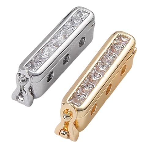 Necklace Adjuster Clasp 2 Pack Necklace Shortener for Thin Chain 3 Row Jewelry Shortener Clip Adjustable Inlay of Cubic Zirconia Anti-Fading Jewelry Making Accessories Pendant Chain Clasp