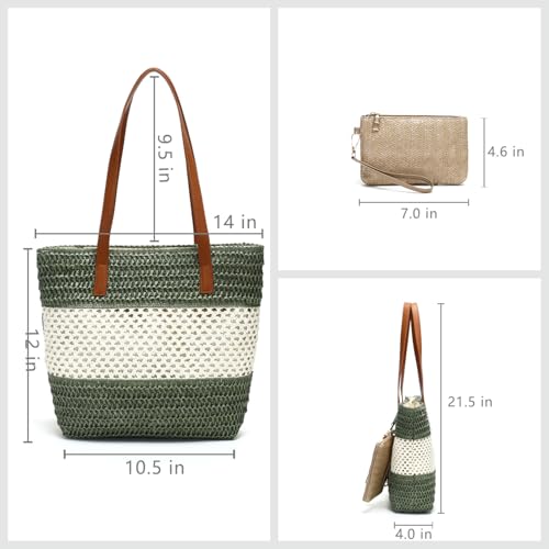 Bolso playero de paja tejido para mujer miniatura 3