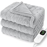 電気毛布 掛け 敷き 【55℃自動ダニ駆除&睡眠モード】 頭寒足熱 8段階温度調整 12Hタイマー機能 電気ブランケット 厚手生地 ふわふわ 両面使え 速暖 恒温加熱 省エネ 暖房器具 防寒対策 肩掛け 膝掛け 過熱保護 抗菌 防臭 ダニ退治 電気ひざ掛け 大きいサイズ ダブル 190×130cm 丸洗い可 プレゼント GREY