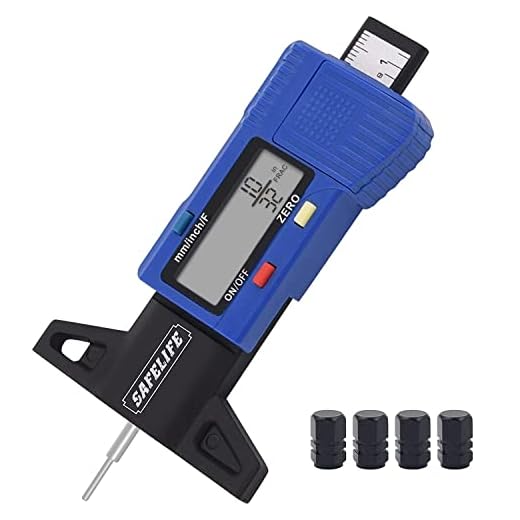 SAFELIFE Digital Tire Tread Depth Gauge, 3 Modes-Fractional Inch, Decimal Inch and Millimeter, Zeroable Tire Tread Depth Gauge for Motorcycles,Cars,Trucks,Vans,SUV Accurate Tyre Tread Depth Gauge