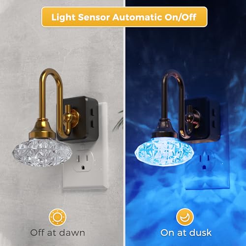 Image of L LOHAS LED Night Lights Plug into Wall,10-Color Changing RGB Floral Night Lights, Dusk to Dawn,3 Brightness Levels,Rotatable Plug in Nightlight for Bedroom, Nursery, Hallway, Gift