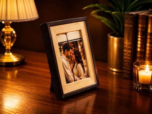 Image of Photo Frame Set of 3 - Modern Tabletop Picture Frames for Desk, Living Room & Bedroom Decor, Perfect for Wedding, Couple & Family Photos (3 x 3 inches) (Ook Wood Cofee)