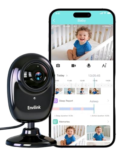Image of Envilink Upgrade Smart 1080P WiFi Baby Camera with APP, Video Baby Monitor with Camera and Audio, Cry Detection, Sleep Report, Night Vision, 2-Way Talk, 8 Lullabies Cloud Storage, Share to Family