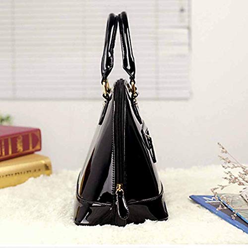 Mily Dome Satchel Handbag Patent Leather Bag Candy Color Jelly Shoulder Bag Tote Black-Gift Color Random #TOP3
