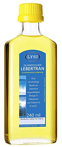 LYSI ISLÄNDISCHER LEBERTRAN mit den Vitaminen A, D und E, Zitronengeschmack, 240ml, von höchster Qualität für ein gestärktes Immunsystem