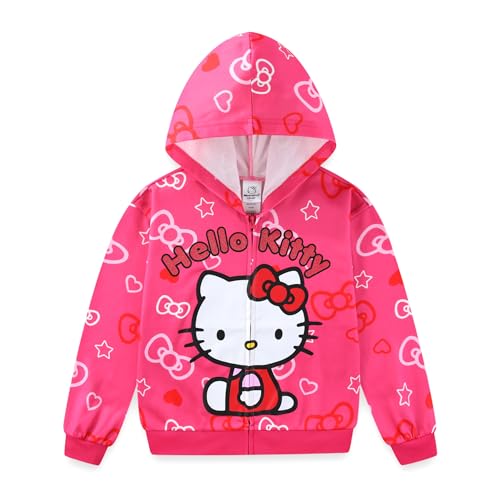 Hello Kitty Sanrio Girls Zip Up Hoodie for Toddler and Big Kids Pink