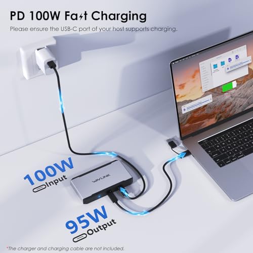 Image of 3 Monitor Docking Station,WAVLINK triple monitors adapter for M1 /M2 /M3 /M4 /Macbook Neo MacOS.Type-C&A hosts, 100W PD IN,3* HDMI + 2* DP Available,Triple 4K@60Hz, SMI Driver & Host USB3.2 Gen 2 Required