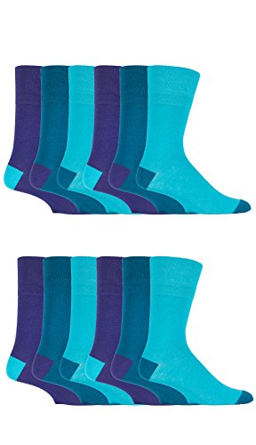 Chaussettes basses homme Gentle Grip bleu taille large chaussettes coton sans élastique