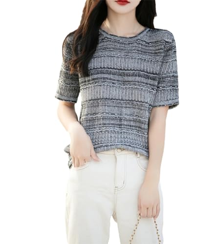 Pull à manches courtes en coton tricoté Kelsiop, le chemisier ample parfait pour vos terrasses