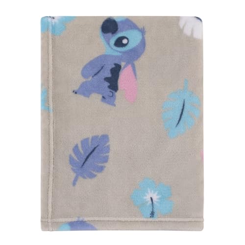 Image of Disney Stitch Gray, Blue, Aqua, and White Super Soft Plush Baby Blanket