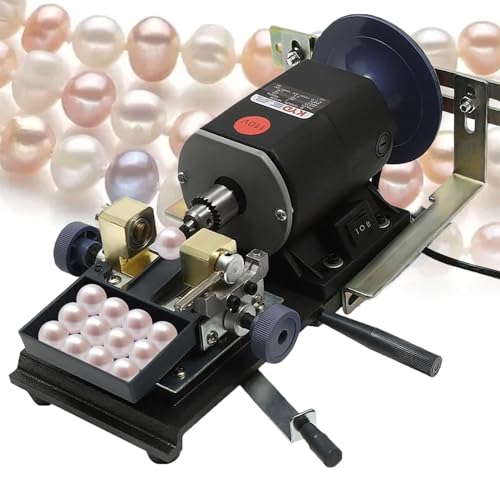 ZHJOPP Máquina de Taladro de Perlas, máquina de Taladro de Coral, máquina de sujeción de ámbar, máquina de Pulido de Cuentas, Velocidad Ajustable con Pedal (480W)