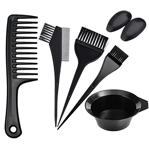 KEAIDUO 7pcs Hair Dye Coloring Kit, Hair Tinting Bowl, Dye Brush, Ear Cover, Wide Tooth Comb DIY Hair Dying Brush and Bowl Set for Home Salon