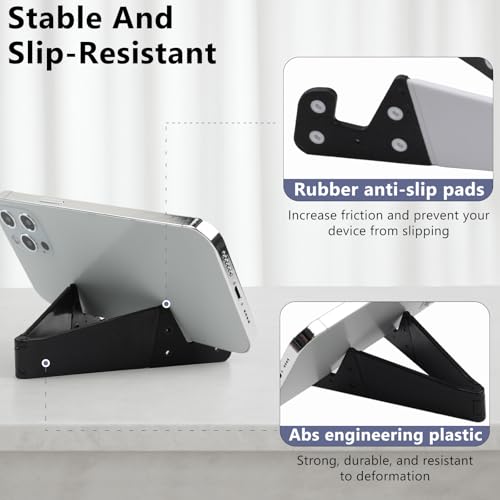 Ceemiaa Portable Mobile Phone Stand for Desk, Foldable Pocket Travel Holder, Universal V Smartphone Kickstand Mount Compatible with iPhone, iPads, Kindle, Android, Pack of 4