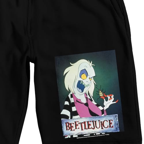 Bioworld Beetlejuice Betelgeuse Eating Bug Men's Black Sleep Pajama Shorts2