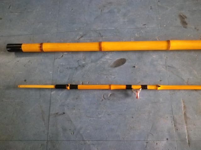 竹朱塗り和竿・タナゴ竿・小物竿6本継全長1m4㎝希少