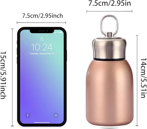 Botella de Agua Mini de Acero Inoxidable con Aislamiento al Vacío para Bebidas Calientes y Frías, Taza de Viaje 10.2oz/300ml (Dorado) miniatura 2