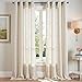 Linen Textured Curtains for Bedroom 95 inch Length Flax Linen Blend Window Curtains for Living Room Window Treatment Set Grommet Top - Crude 2 Panels