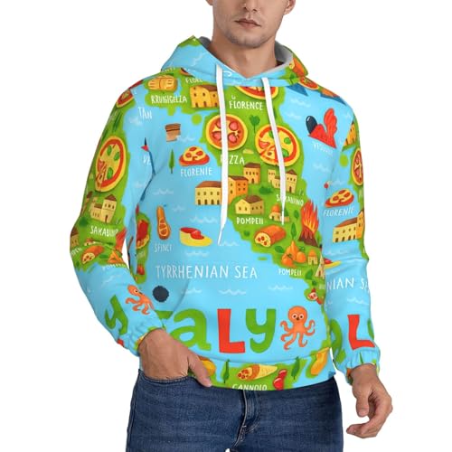 Sweat à capuche homme Italie imprimé graphique food et cordon