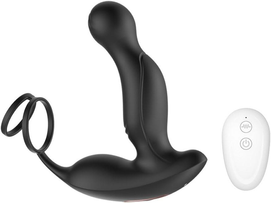 Men's Anal Vibrator, Prostate Massager with Remote Control, Dual Ring Anal Sex Toy, Anal Dildo with 10 Vibration Modes, Suitable for Adult Sex Toys for Men or Couples