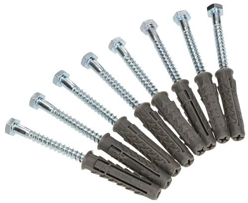 KOTARBAU® 8 x Tacos universales con Tornillos de Cabeza Hexagonal 12 x 80 mm, Tacos y Tornillos, Tacos para fijación en hormigón, ladrillo, Yeso y más, Tacos Multiusos, Conectores, 8 Unidades