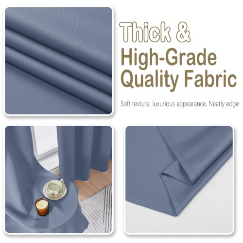Image of Denim Blue Blackout Curtains for Bedroom 78 Inch Length 2 Panels Set, Solid Thermal Insulated Energy Saving Window Curtains for Living Room, Dual Rod Pocket Window Drapes, 2x40Wx78L Inches