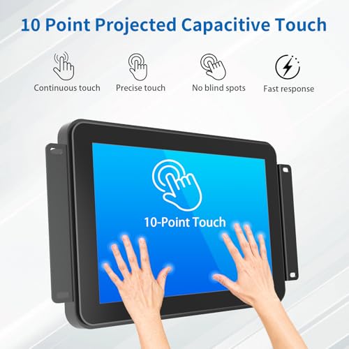 Image of 10.1 Inch Open Frame Touch Monitor, PCAP 10-Point Touch Industrial Touchscreen Monitor, with HDMI /VGA /DVI Interface, Active Matrix TFT LCD,LED Backlight, with VESA Mount