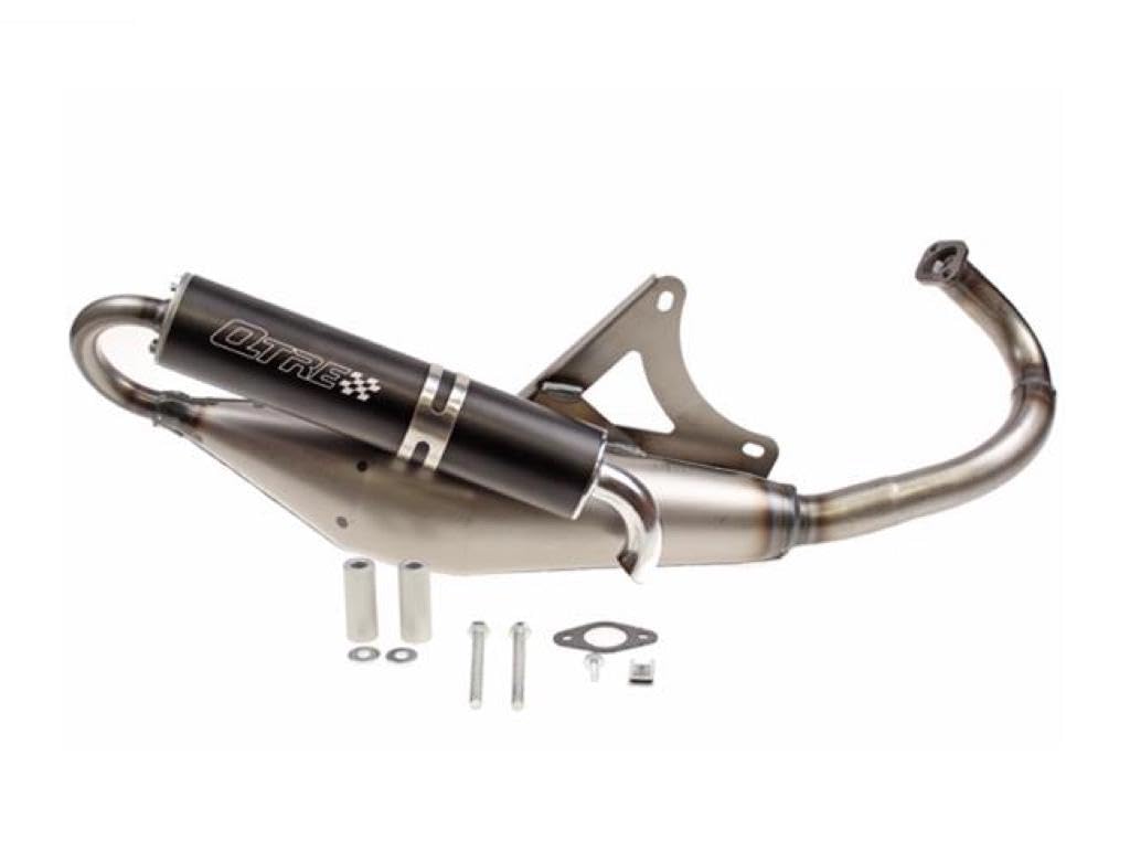 Q-TRE Sportauspuff E-geprüft passend für Piaggio NRG Zip Typhoon Aprilia SR50 Gilera Runner 50ccm Roller 2-Takt Motor